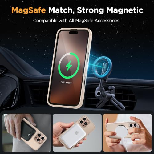 Image of miracase Magnetic for iPhone 16 Pro Max Case, [Compatible with MagSafe] [Military-Grade Protection], Anti-Fingerprint, Slim Case for 16 Pro Max 6.9 inch- Gold