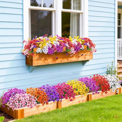 Der Rose 24 Bundles Artificial Flowers for Outdoors, UV Resistant Fake Flowers for Home Garden Patio Porch Decor (8 Colors) image 6