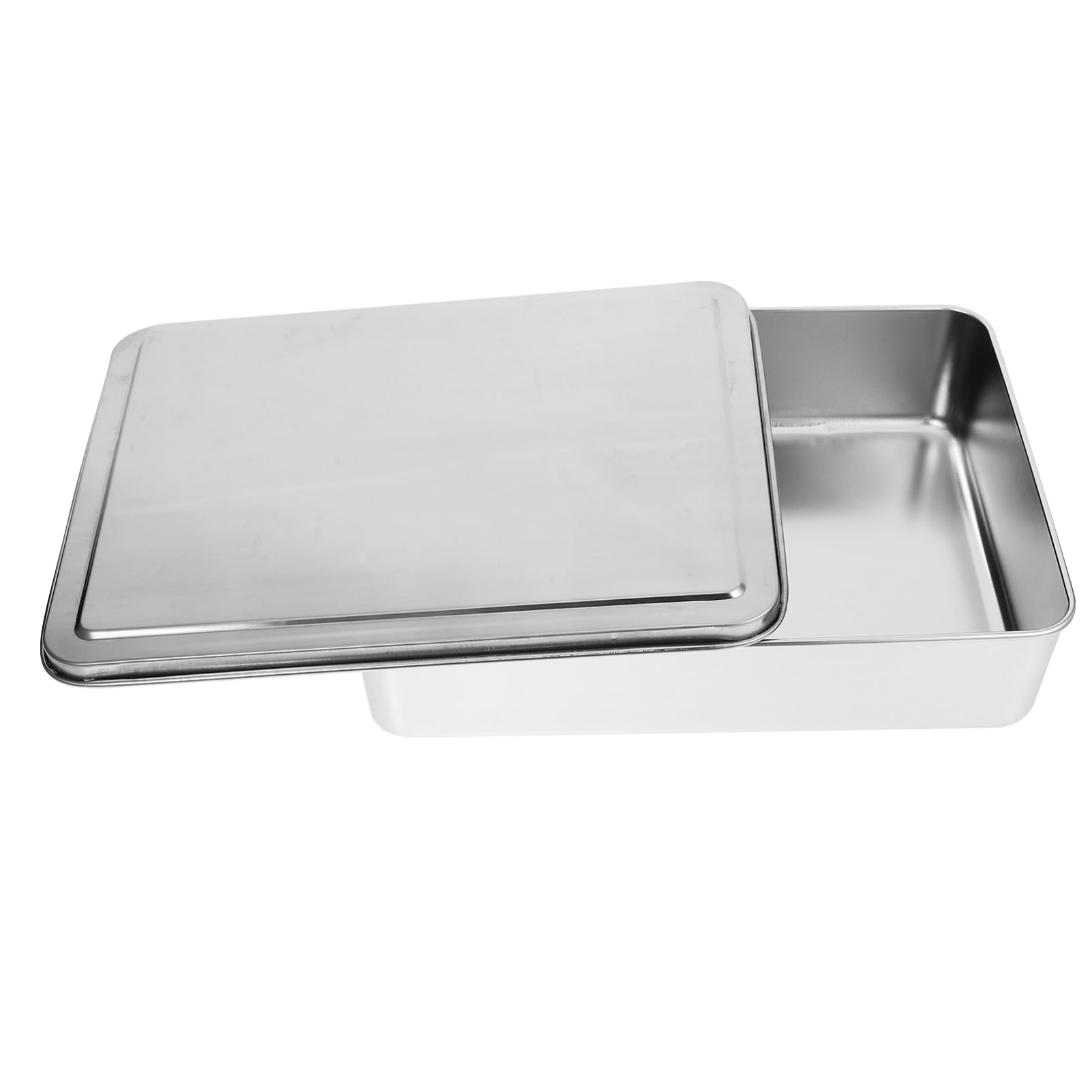Bandeja De Horno Inoxidable Con Tapa Molde Para Pasteles y Postres Para Tiramisu Gelatina y Utensilio De Cocina Resistente y Práctico