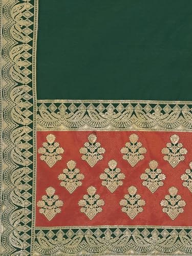 Image of PURVAJA Women's Kanjiwaram Semi-Stitched Lehenga choli