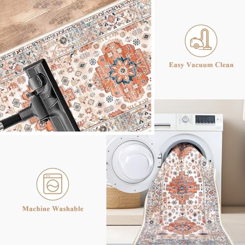 Pauwer Boho Hallway Runner Rug 2x6 Washable Entryway Area Rugs Non Slip Farmhouse Vintage Floor Mat Carpet Runner for Hallways Laundry Room Kitchen Bathroom Bedroom