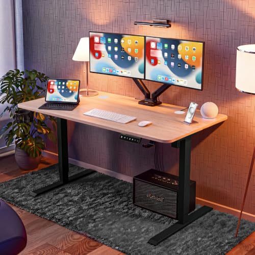 Image of Dr Luxur Stallion Electric Standing Desk | XL Large Height Adjustable Desk | 110KG Load | 3 Memory Presets | Zero Wobble | Child Lock | Low Noise Motor | 5 Year Warranty (Arctic Oak, 1400 * 600 mm)