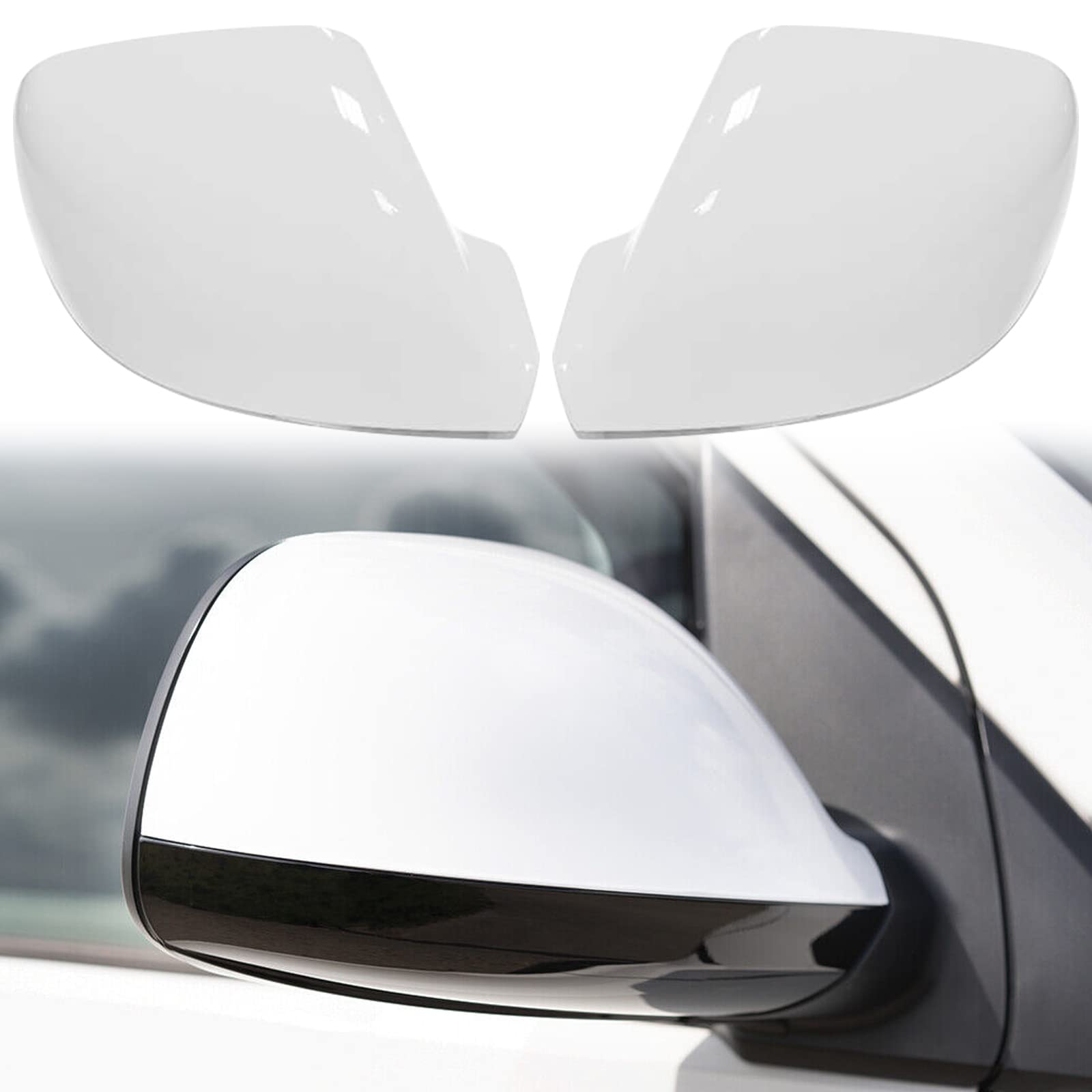 1 Paar Auto Spiegelkappen Ersatz für VW T5/T6/Transporter Caravelle 2010-2019, Außenspiegelkappe Rückspiegelkappe Abdeckungen, Außenspiegelgehäuse glänzend Außenspiegel-Abdeckkappen (Weiß)