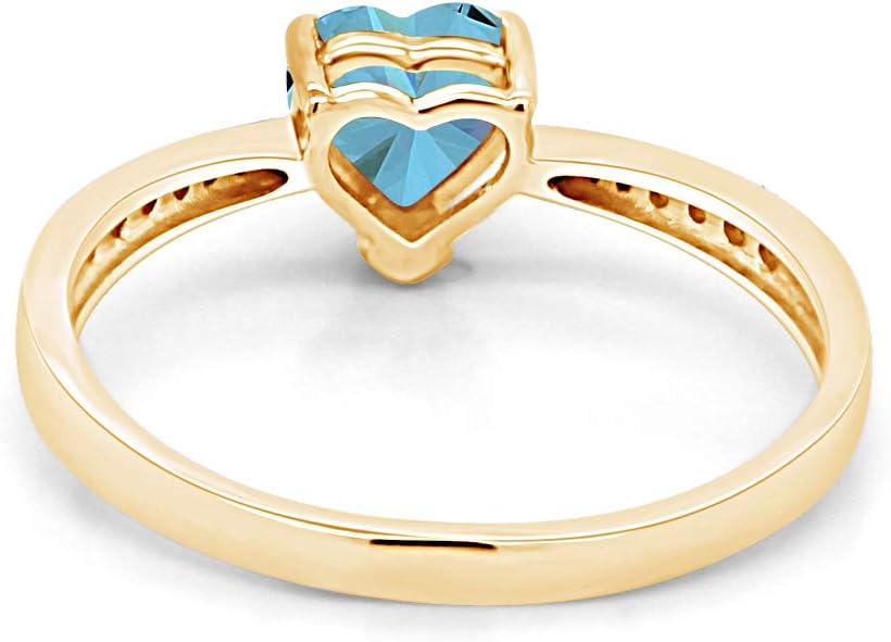 AFFY Solitaire Heart Promise Ring 14k Gold Over Sterling Silver, Gift For Her Ring Size-11 Heart Aquamarine Ring Yellow Gold Plated Silver image 4 of 6 B07KM9BK3X