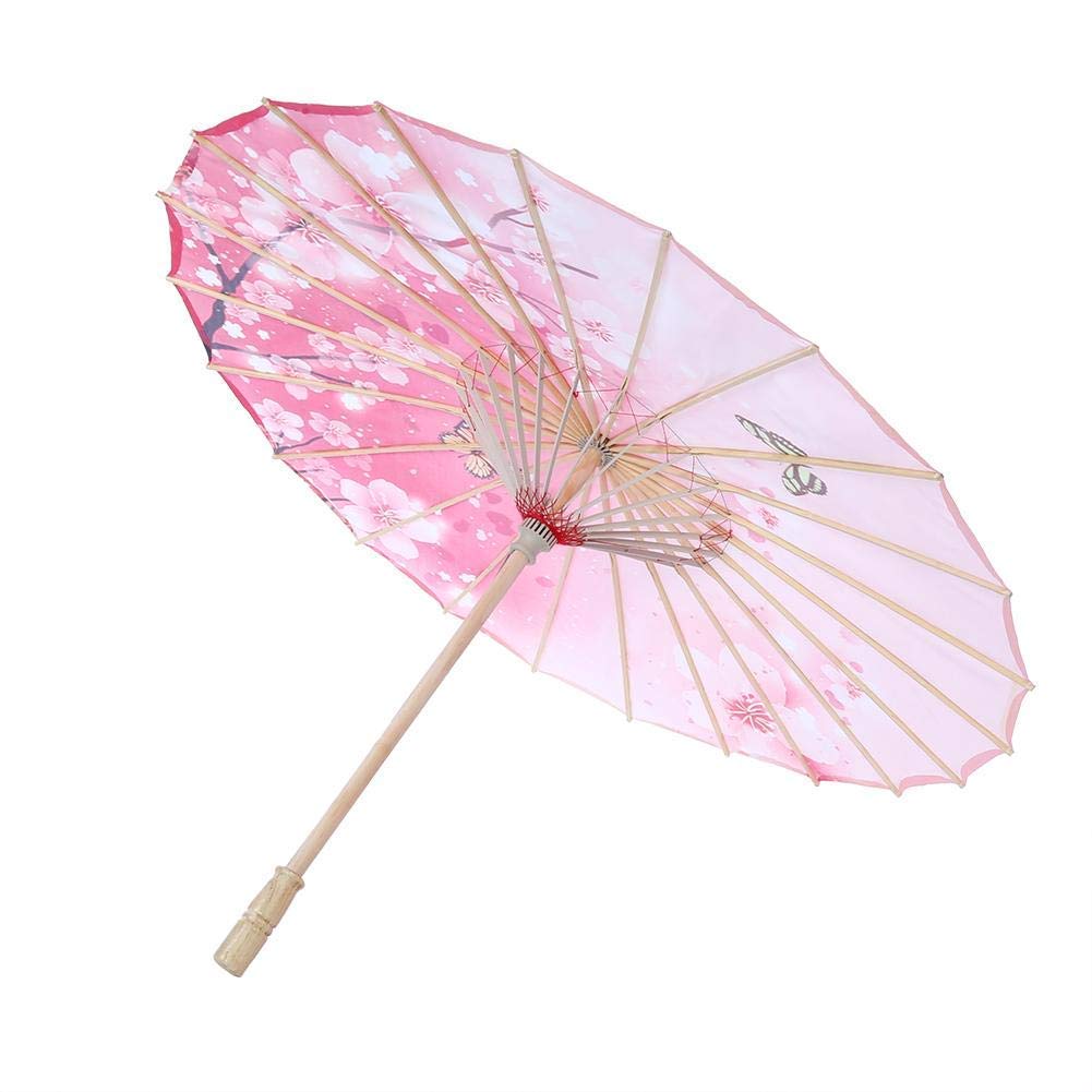 Olejowany papierowy parasol damski ręcznie robiony olejowany papierowy parasol wiatroodporny chiński klasyczny parasol taneczny (różowy)