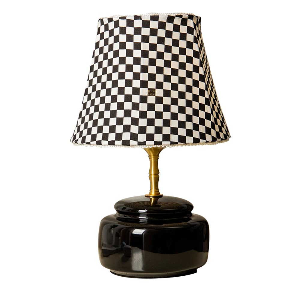 Lampka nocna Czarna ceramiczna lampa stołowa Mała, tkanina Nocna szafka nocna Lampka na biurko Lampka nocna do sypialni Salon Biuro Hotel Restauracja Wystrój Oprawy oświetleniowe