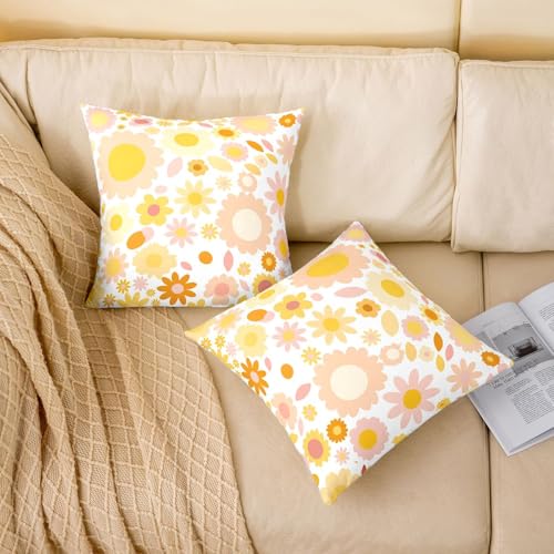 Housse de coussin 55x55 fleur jaune au design exotique unique