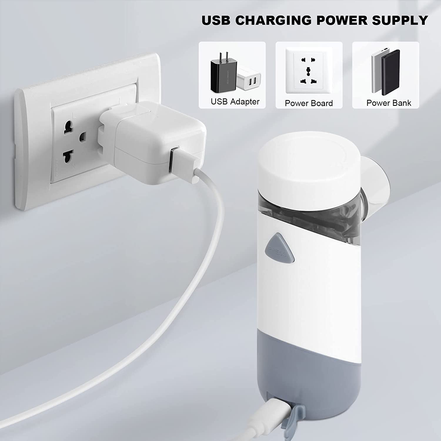 Nebulizador Portatil nebulizador silencioso Aerosol Recargable mediante Cable USB con Boquilla Accesorio Facial para Adultos Niños Viajes Familiares