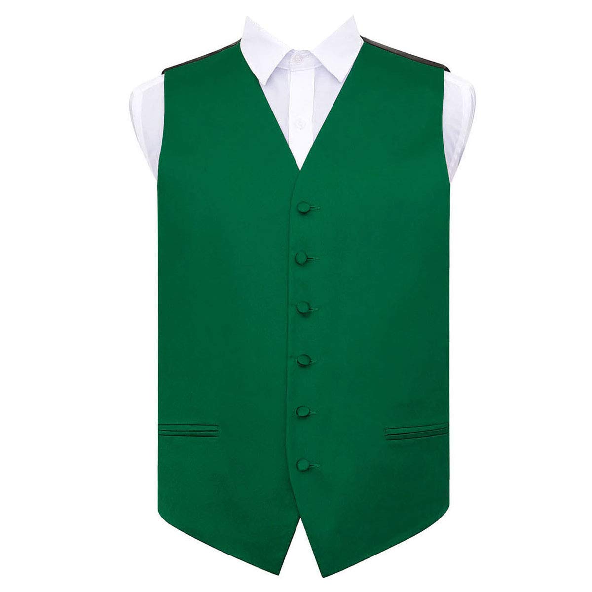 Dqt Men's Emerald Green Plain Glossy Satin Classic Waistcoat - Wedding, Business & Formal Suit Vest - 44" (2Xl)