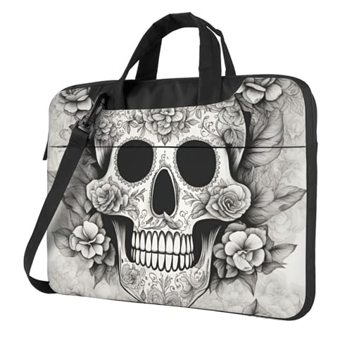 Sac ordinateur tête de mort mexicaine avec bandoulière pour laptop homme et femme