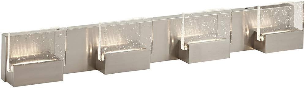 Hamilton Hills Led Bathroom Vanity Light - Dimmable Led Light Bar - Brushed Chrome LED Light Finish - Energy Efficient - Easy to Install - Elegant LED Vanity Bathroom Light - 4 Clear Glass Shades