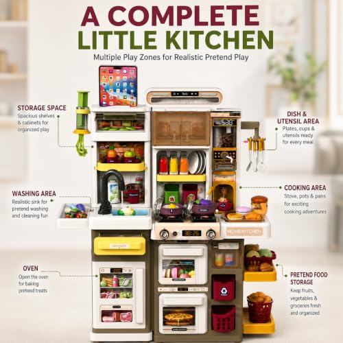Image of Kids Kitchen Play Set with Lights & Sounds (66pcs)
