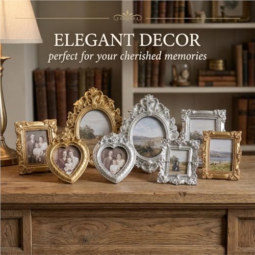 ZYOMVUN Mini-Rahmen, 8 Stück, Vintage Mini Bilderrahmen, Unregelmäßige Größe Winzige Bilderrahmen, Miniatur Bilderrahmens, Für DIY Schmuck-Display-Rahmen, Telefonhülle Bastelzubehör Dekoration