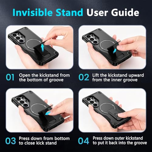 Image of ZORBES for Samsung S26 Ultra Case with Kickstand, S26 Ultra Back Cover with TPU, PC Bumper Edge, Wireless Charging Compatibility, Anti Slip Anti-Scratch Phone Case for Galaxy S26 Ultra 5G 6.9inch