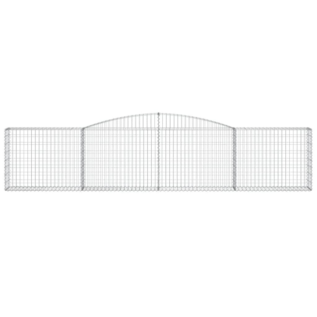 Gaviones con arco alto, 5 unidades, 400 x 30 x 80/100 cm, hierro galvanizado, barrera de jardín, protección acústica