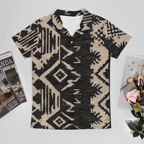 Boys' Classic Polo Shirts Short Sleeve Moisture-Wicking Golf & Tennis Shirts for Youth Teens Geometric Pattern3