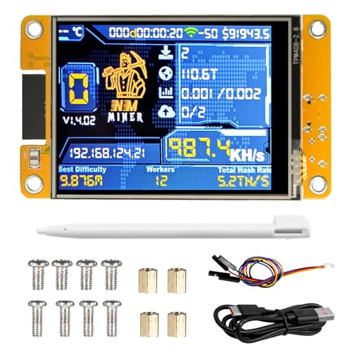 NerdMiner V2 Mining Bitcoin, NerdMiner V2 Bitcoin Miner avec écran TFT 2,8", ESP32 Bitcoin Miner BTC Solo Lottery Miner Bitcoin, Crypto Lottery Miner Compatible avec Nerd Miner