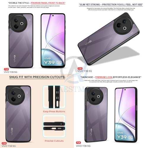 Image of AESTMO Vivo Y39 5G Back Cover | 360 Protection | Crystal Clear Hard Back Transparent | Bumper Case for Nothing Vivo Y39 5G (PC+TPU, Black Bumper)