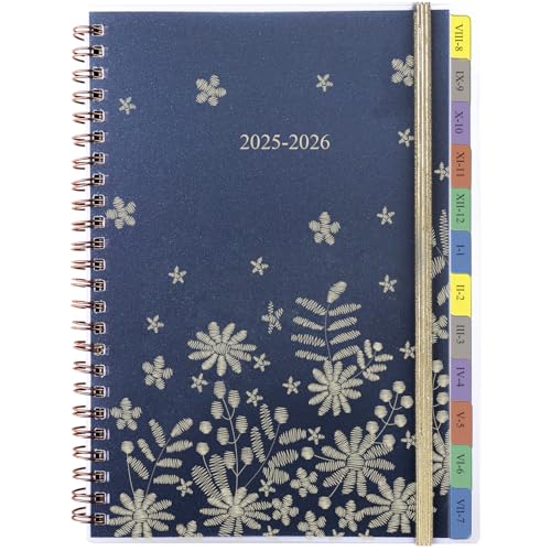 Terminplaner 2025 2026 A5 Ringbuch mit uhrzeiten, Kalender 2025 2026 Wochenplaner 1 Woche 2 Seite mit Monatsübersicht, Tasche, Spiralbindung Planer 2025/2026 Terminkalender Buchkalender, Aug.25-Jul.26