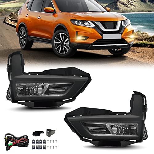 Fog Lights For 2017-2020 Rogue Fog Lights Bumper Driving Lamps + Wiring Kit+ Switch (Clear Lens)