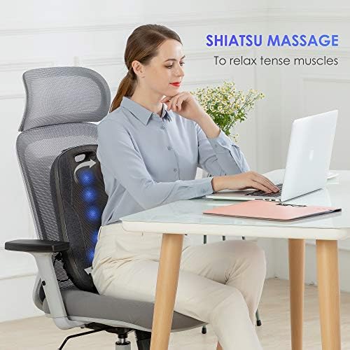 Comfier Shiatsu Back Massager with Heat- Portable Massage Cushion,Ideal Gifts for Women/Men, Adjustable Kneading Massage Chair Pad,Chair Massager for Office,Home Use