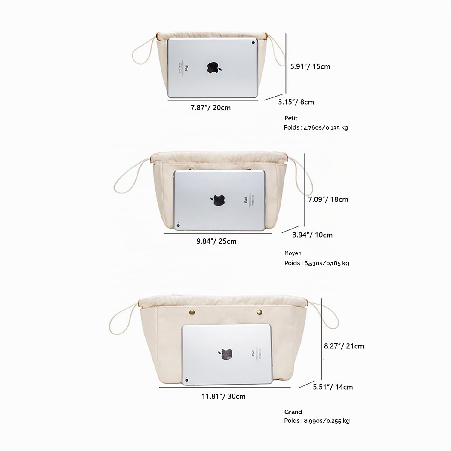 Pochette de rangement en toile de coton pour femme