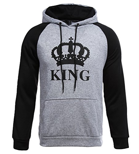 ZKOO Pareja Sudaderas con Capucha Mujeres y Hombres King & Queen Corona Impresión Encapuchado...