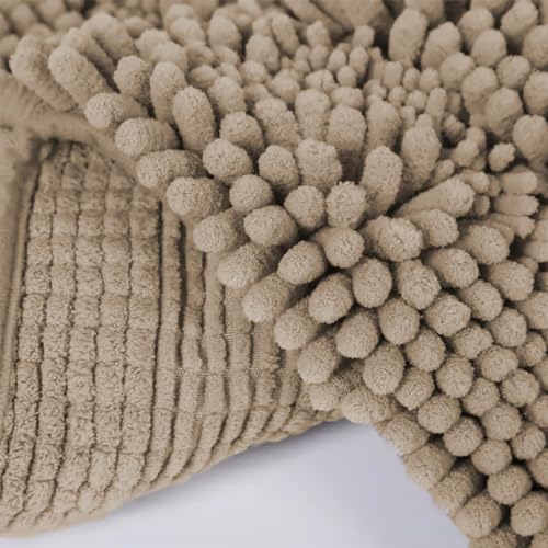Kit 2 Tapetes de Banheiro Antiderrapante Bolinha Microfibra Macio Bege 40x60cm