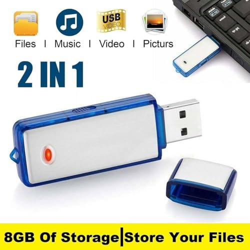 Image of SECURINNOV 8GB USB Voice Recorder 8GB Inbuilt | Clear Voice Audio Recording Pen Drive | Easy Slide-to-Record | OTG Support for Mobile Playback | Compact Recorder for Classes, Office & Everyday Notes