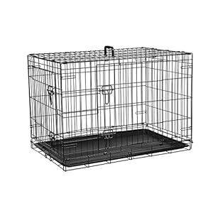 Ribelli Hundetransportbox – pulverbeschichtet und zusammenklappbar – Hundekäfig aus Metall in 2 Größen – Tierkäfig mit 2 Türen und Tragegriffen – belastbar bis 43 kg (XXL 107x77x71 cm)