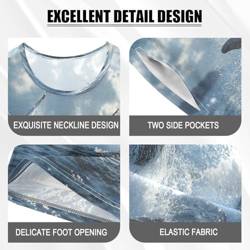 ALAZA Whale Ocean Sea Seagull Pajamas Set Short Sleeve Cotton Sleepwear Summer Pjs 2 Piece 5-14Y4