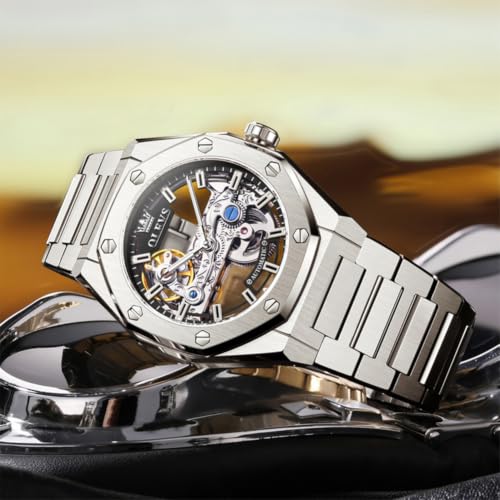 Image of OLEVS Automatic Watch for Men Self Winding Mechanical Luxury Business Stainless Steel Multi Calendar Waterproof Luminous Wrist Watches