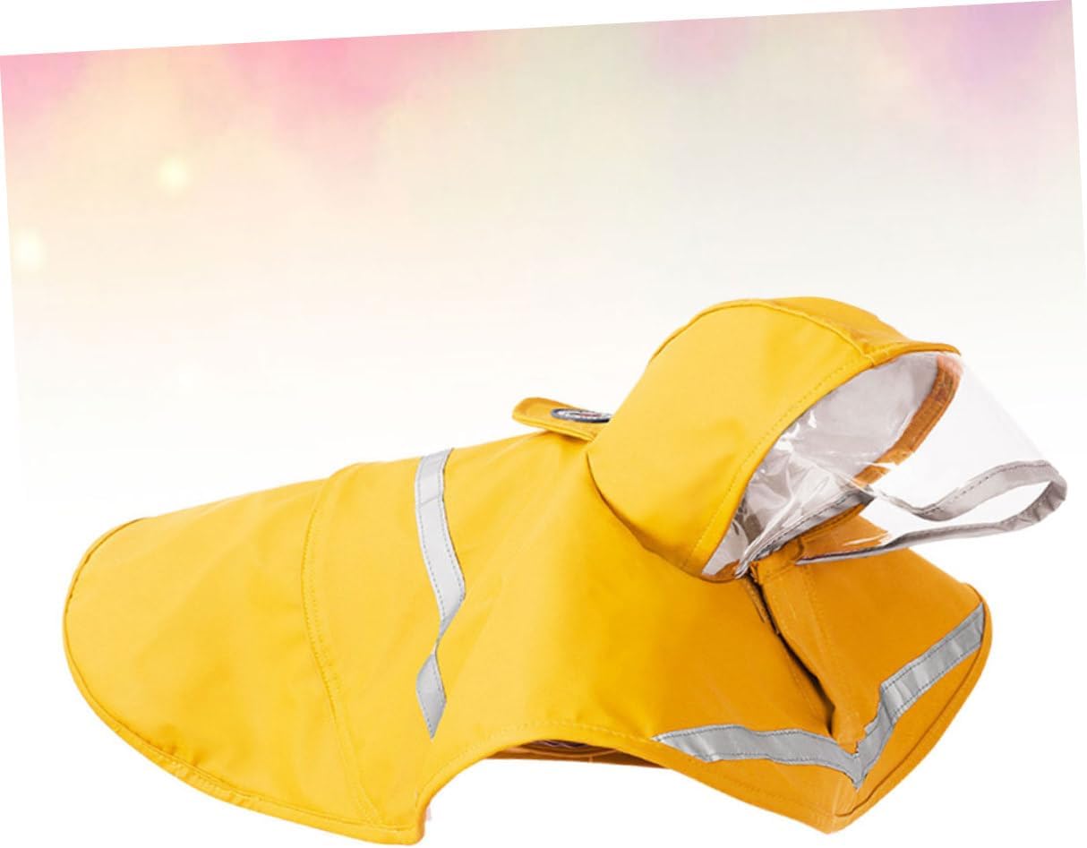 Dog Rain Coat Waterproof Reflective Yellow L Size Pet Rain Jacket All-Season Rainwear for Dogs Outdoor Walking and Travel