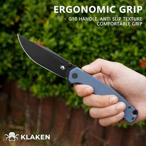 KLAKEN Pocket Knife, Swedish 14C28N Blade Pocket Folding Knife, G10 Handle Folding Pocket Knife for Camping, Hiking, Survival, Outdoor, EDC Clip Knives — view 4
