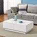 Table Basse Rectangulaire Moderne avec 2 Tiroirs sur Salon, Bureau et Chambre, 95 x 60 x 31,5 cm (Blanc)