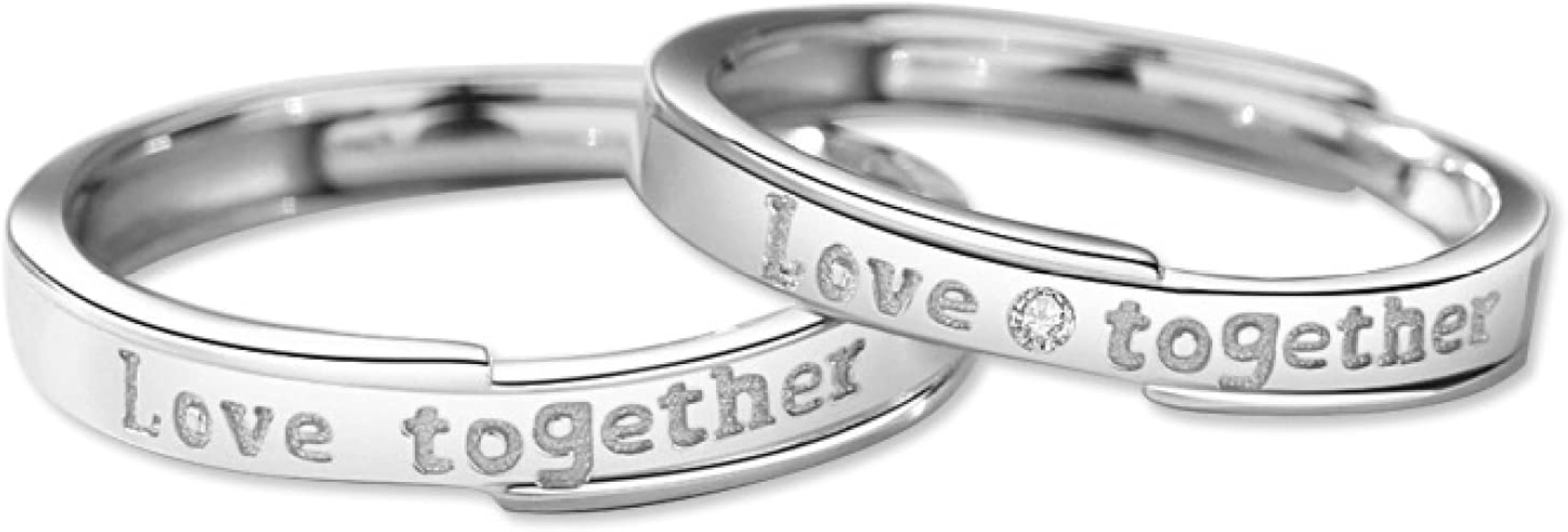 YinShan - Anillo De Compromiso De Plata De Ley 925 Con Forma De Corazón A Juego Para Parejas, Tamaño Ajustable, Anillo De Boda