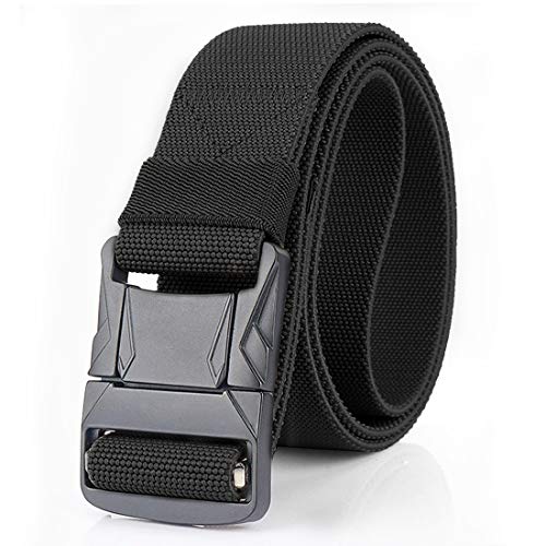 WYuZe Tactical Belt with Heavy Duty Metal Buckle Quick-Release Military Stretch Work Belt Web Nylon EDC Rigger Belt for Men