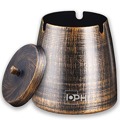 Cendrier avec couvercle, adapté pour une utilisation en intérieur et en extérieur, cendrier à vent en acier inoxydable, pour les restes de cigarettes et les cendres dans le jardin, le bar, le bureau