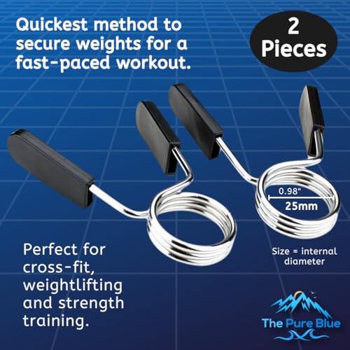 The Pure Blue Spring Steel Weight Clips Metal Clamps for Barbells, Dumbbells, Bars. Weightlifting and Strength Training Essential. Gym Accessories and Fitness Equipment. 4 Sizes. - Image 5