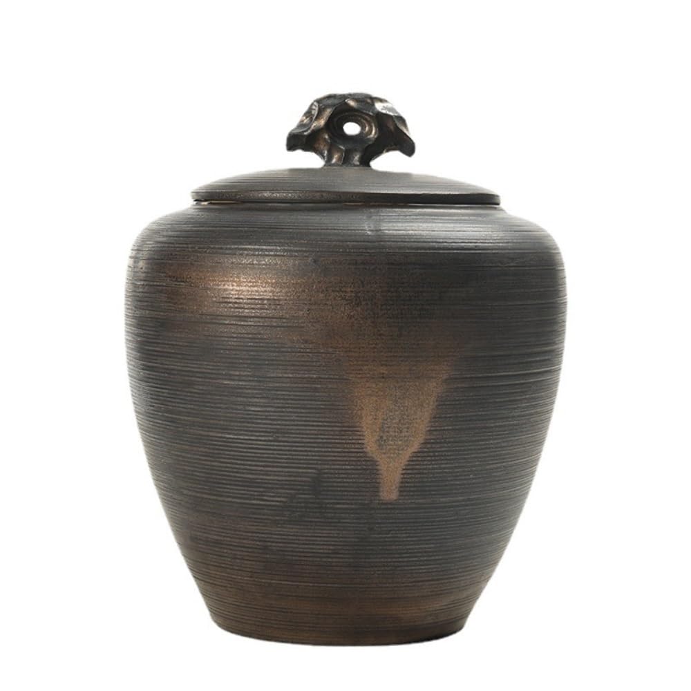 Contenitore per il tè in ceramica, barattolo per il tè sfuso in ceramica con coperchio, barattolo sigillato, semplice, grande capacità, set da tè cinese retrò, barattolo singolo per il tè (B, grande