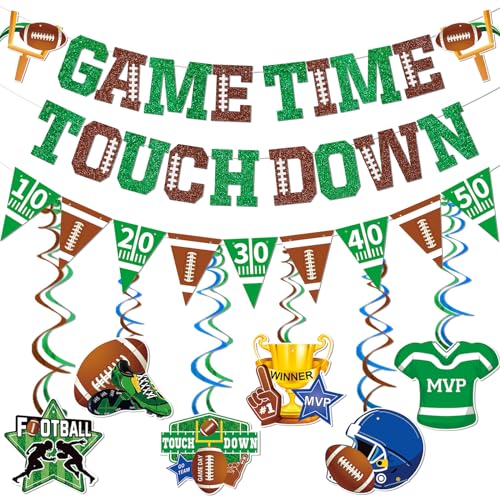 Image of Game Time Touch Down Football Banner: Football Party Decorations for Birthday Parties Birthday & Sports Fantasy Party Decorations