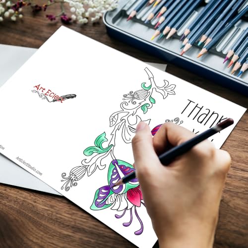 Image of Art Eclect Adult Coloring Thank You Cards - Greeting Cards to Color
