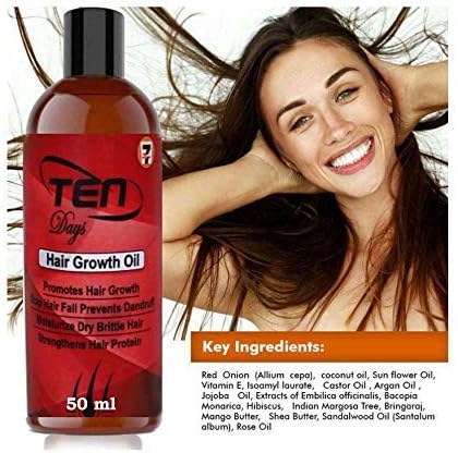 7 DAYS Ten Days Onion Hair Growth Oil For Promote Hair Growth | Stop Hair Fall Prevents Dandruff | Moisturizer Dry Brittle Hair | Strengthens Hair Proteins -50 ml (100 ML)