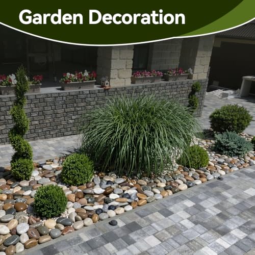 Image of Pulovin 40 lbs River Rocks for Landscaping, Plants, 3-4 Inch Polished Rocks | Decorative Garden Rocks Outdoor Landscaping, Large Polished Natural Stone for Walkways, Yard, Vases, Crafts