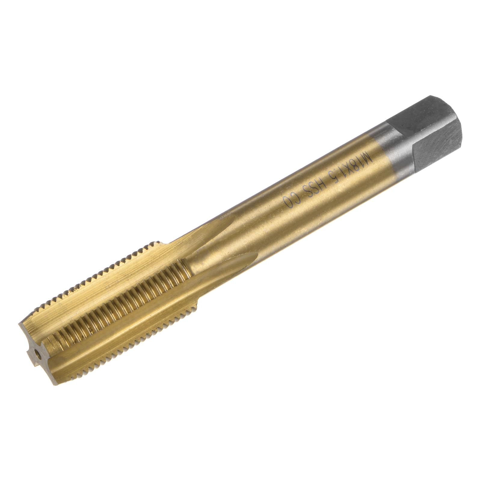 uxcell Metric Thread Tap M18 x 1.5 H2 Titanium Coated HSS-CO (M35 High Speed Steel) Straight Flutes Machine Screw Tap Threading Tapping Repair Tool