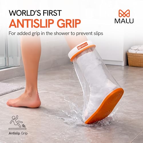 Image of 100% Waterproof Foot Cast Cover for Shower & Bath | Resuable Adult Cast Protector with Anti-Slip Bottom | Cast Covers for Shower Foot | Waterproof Shield for Showering After Surgery