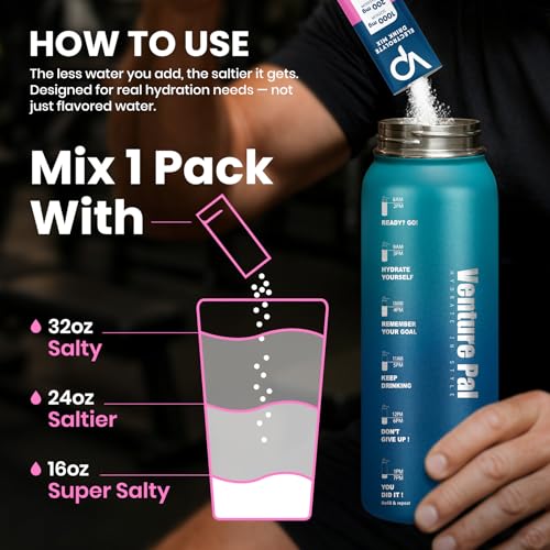 Image of Venture Pal High Sodium Sugar-Free Electrolyte Powder Packets - Hydration Packets with Sodium, Potassium & Magnesium | Zero Calories | Keto, Vegan, and Paleo Friendly | 30 Sticks