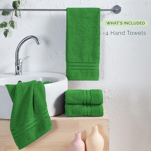 Image of Elegant Comfort Three Line Popcorn Towel Set for Bathroom 16 x 28 inches, Premium Hotel Quality 4-PACK Hand Towels, 100% Turkish Cotton, Soft and Durable, Quick Dry and Highly Absorbent, Emerald Green