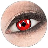 Farbige weiße Crazy Fun Kontaktlinsen 1 Paar 'Metatron' mit Behälter - Topqualität von 'Evil Lens' zu Fasching Karneval Halloween mit Stärke -3,00