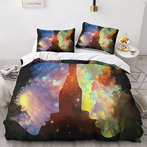 Parure de lit espace 3D 200x200 avec housse de couette galaxie microfibre - 3